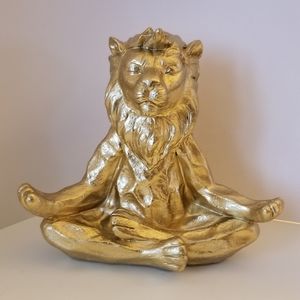 Golden Meditating Lion Statue